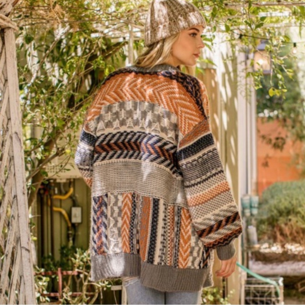 Open Multi Color Cardigan Sweater - Picture 7 of 9